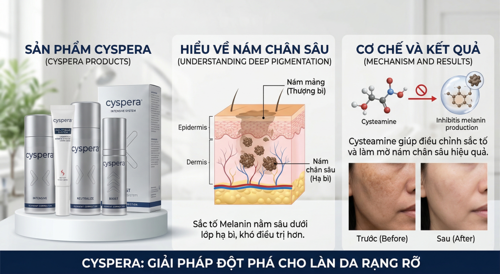 Cyspera Intensive System là sản phẩm được khuyên dùng điều trị nám chân sâu