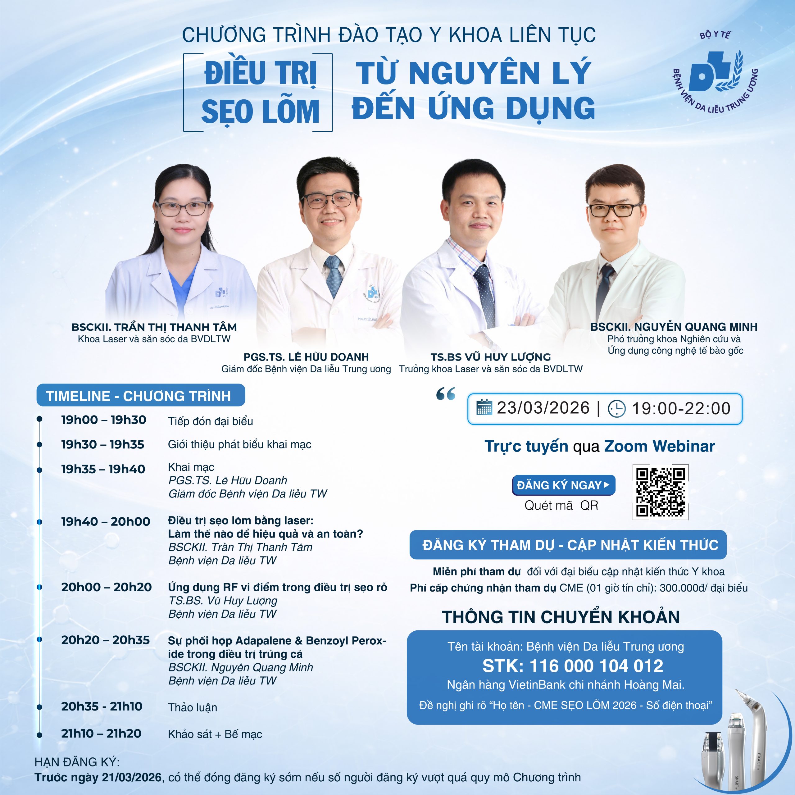 Chương trình đào tạo Y khoa liên tục "ĐIỀU TRỊ SẸO LÕM: TỪ NGUYÊN LÝ ĐẾN ỨNG DỤNG"