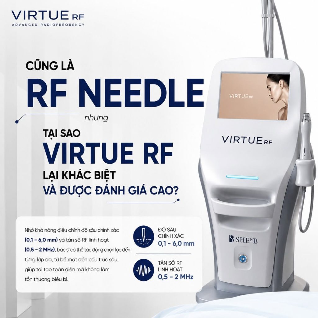 Công nghệ trị sẹo rỗ tiên tiến Virtue RF Microneedling đang được ứng dụng tại các phòng khám chuyên khoa da liễu