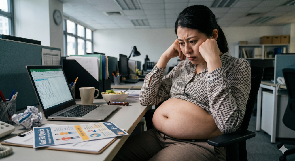 Cách giảm mỡ nhanh chóng cho dân văn phòng. Nguồn: Gemini