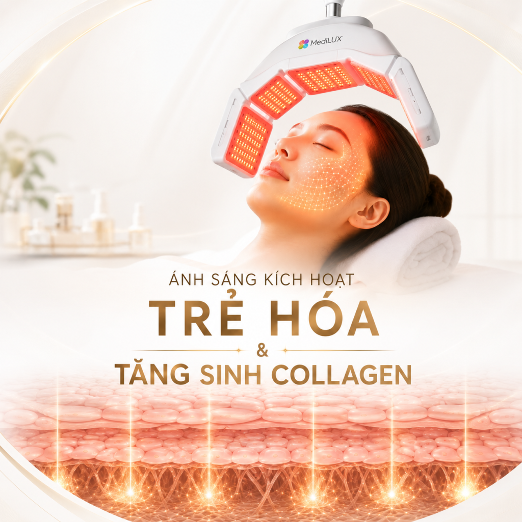 Trị liệu bằng ánh sáng sinh học giúp tăng sinh collagen và trẻ hóa da